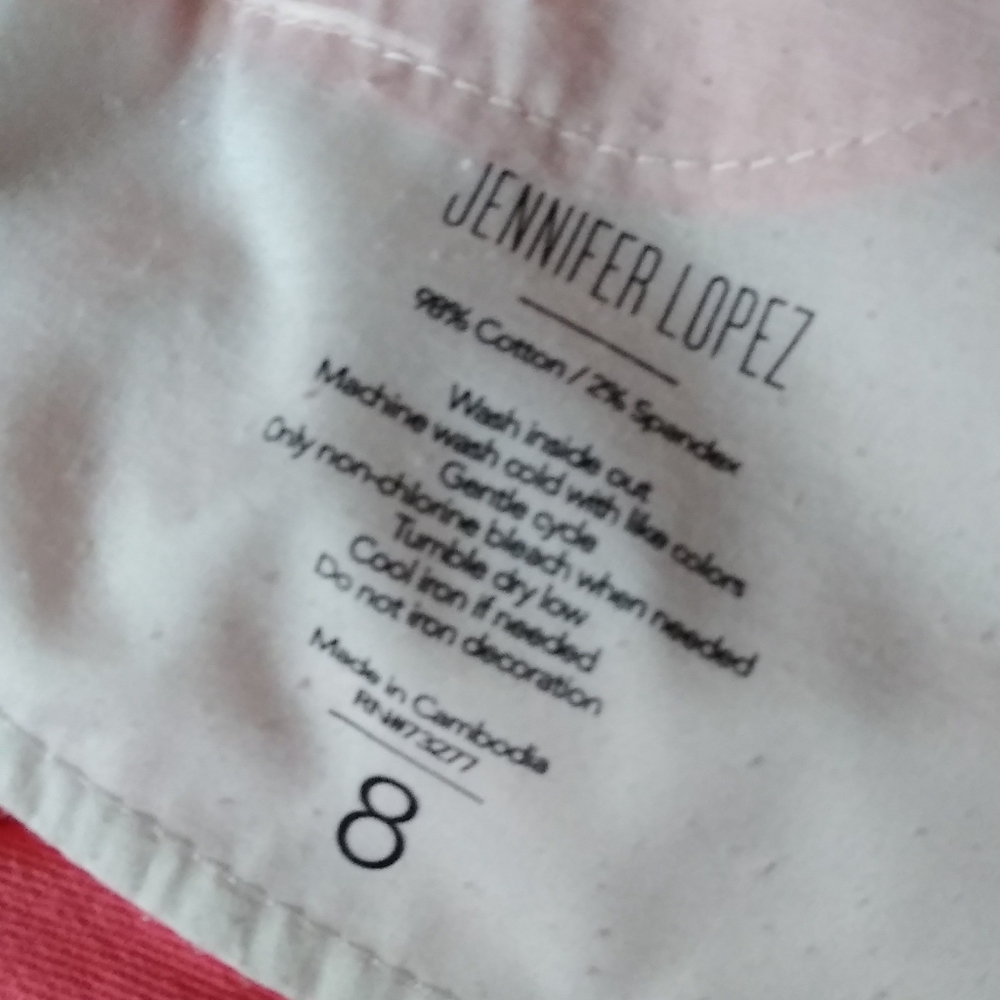 Jennifer Lopez Cropped Jeans Coral Pink Size 8 - Picture 9 of 9